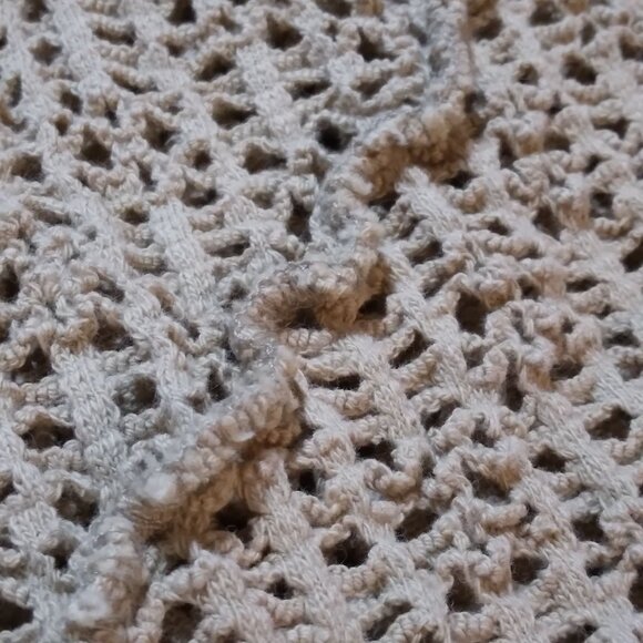 Boho Knit Maxi Cardigan Women’s Beige Duster Sweater L Festival Layering Chic - Picture 7 of 15